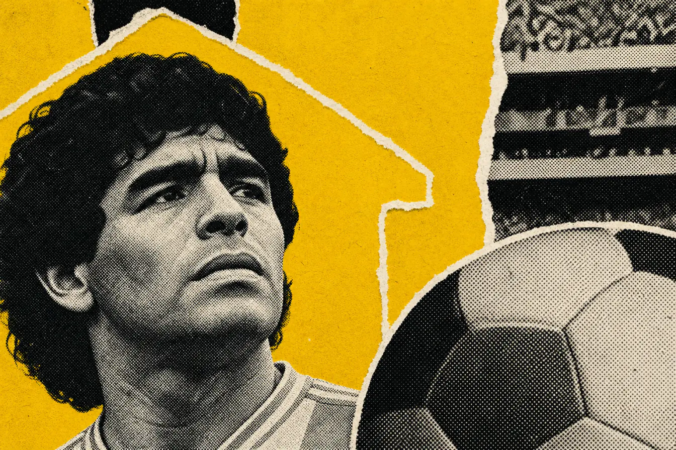 Visage de Maradona serré dans une maison