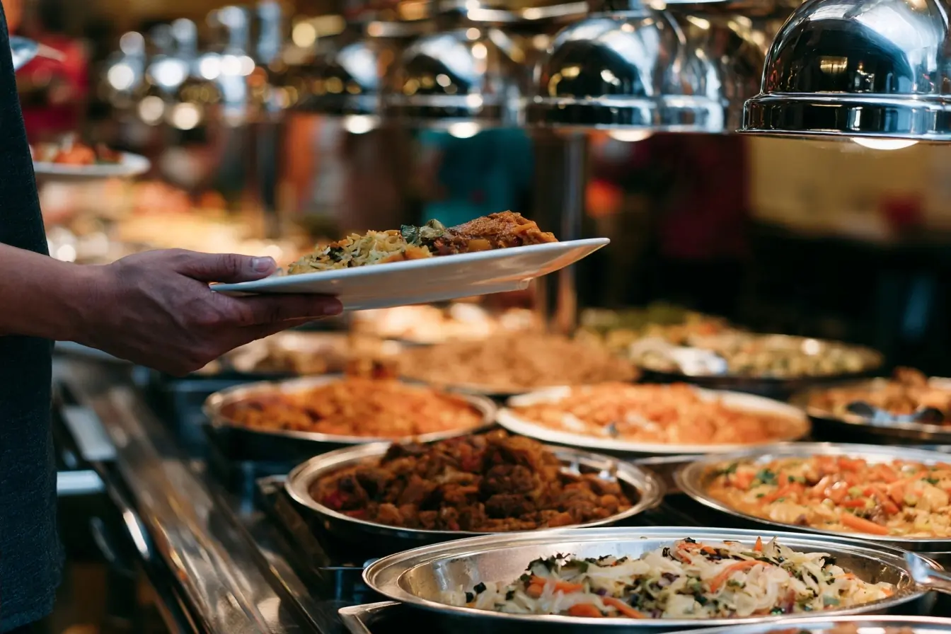 Personne se resservant à un buffet