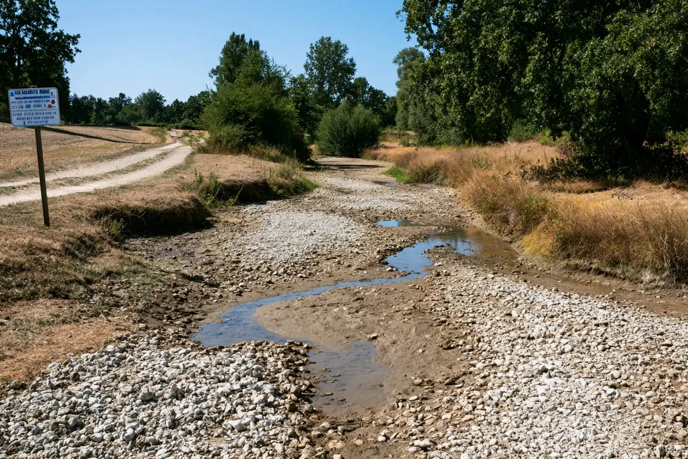 Petit cours d’eau interrompu en campagne