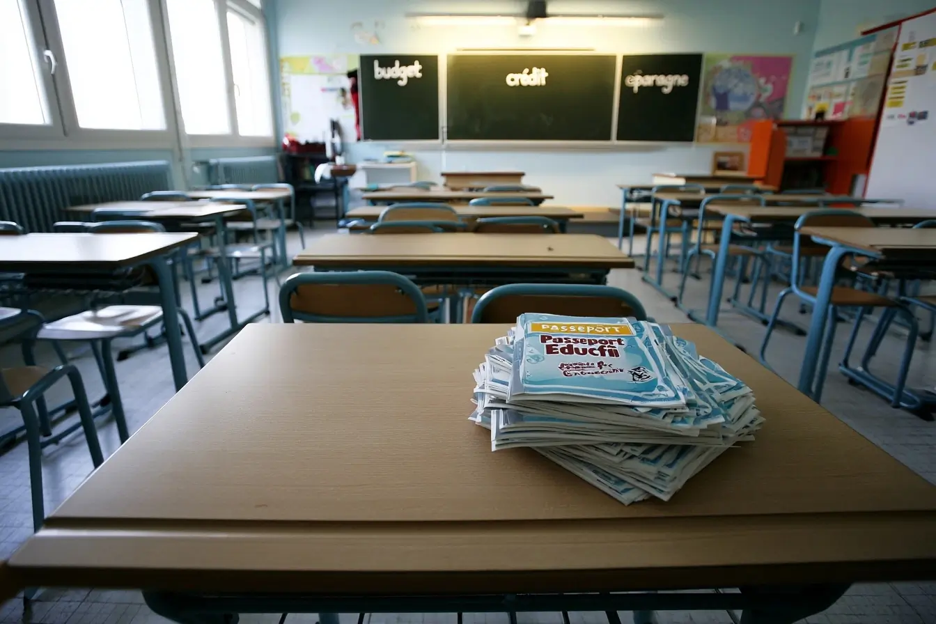 Livrets Educfi dans une salle de collège