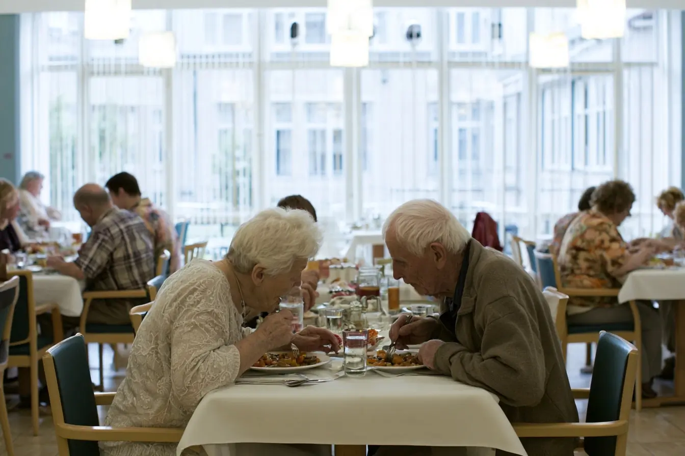 Repas pris en compagnie dans une salle