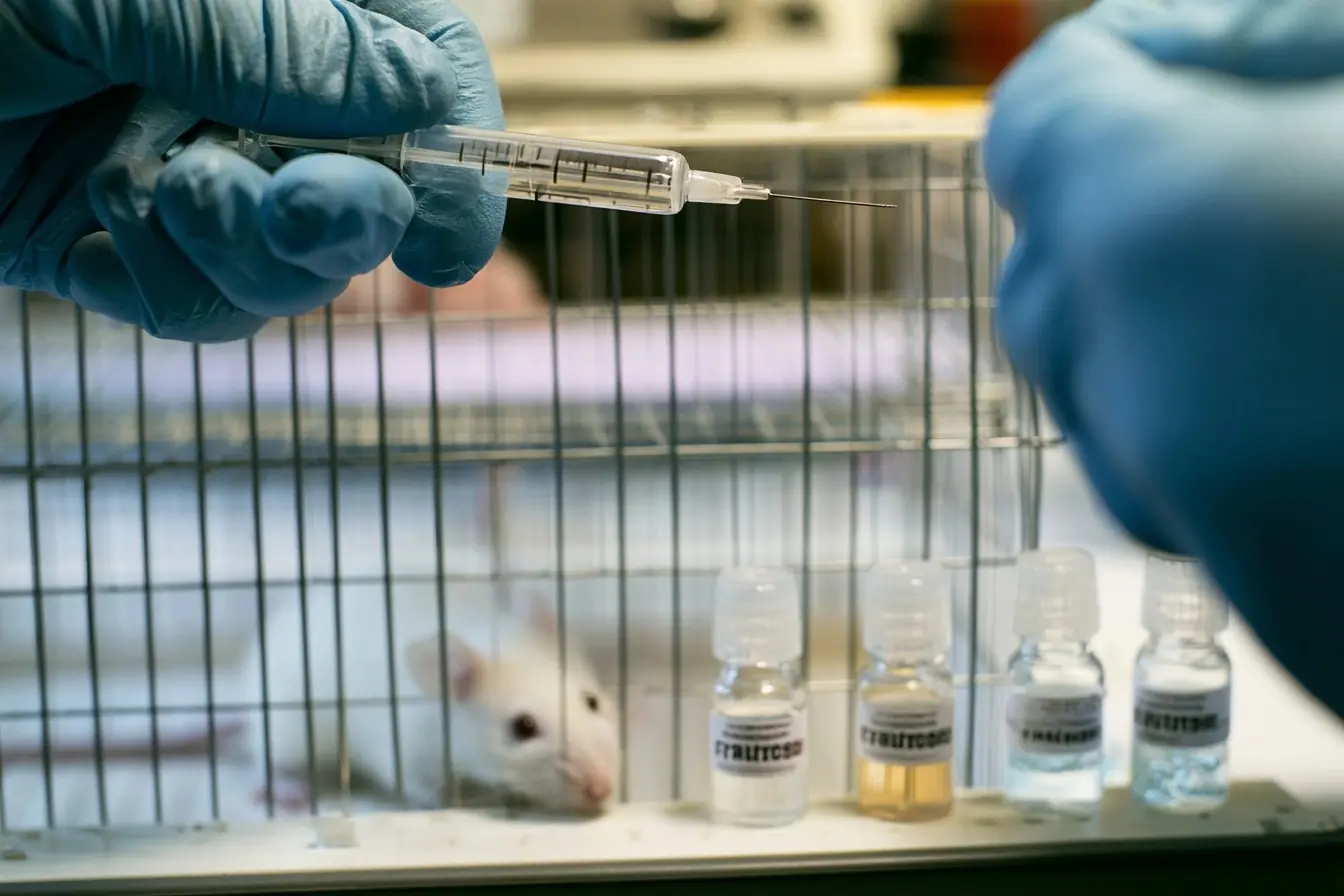 Mains gantées et souris en laboratoire