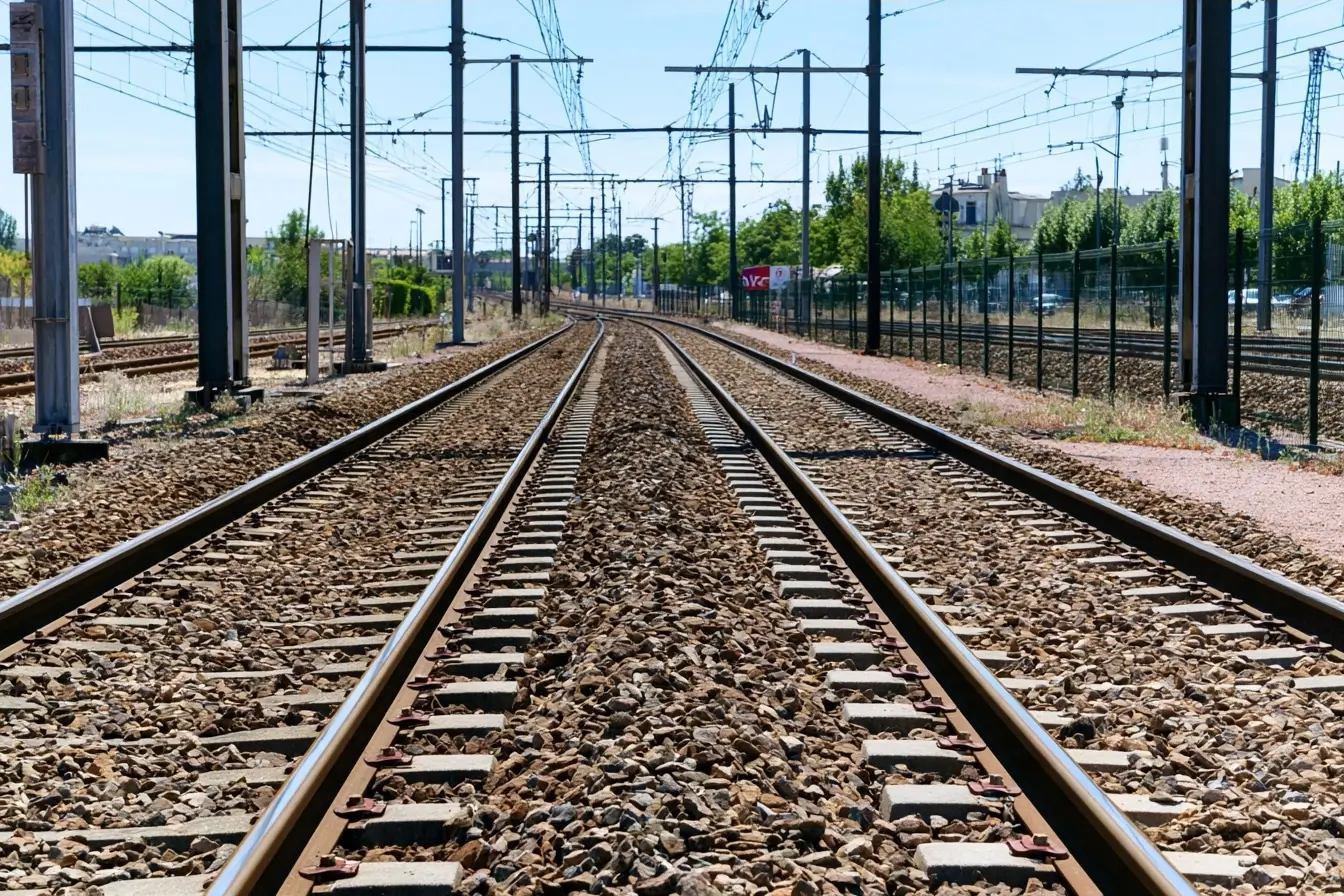 Voie ferrée SNCF sous forte chaleur