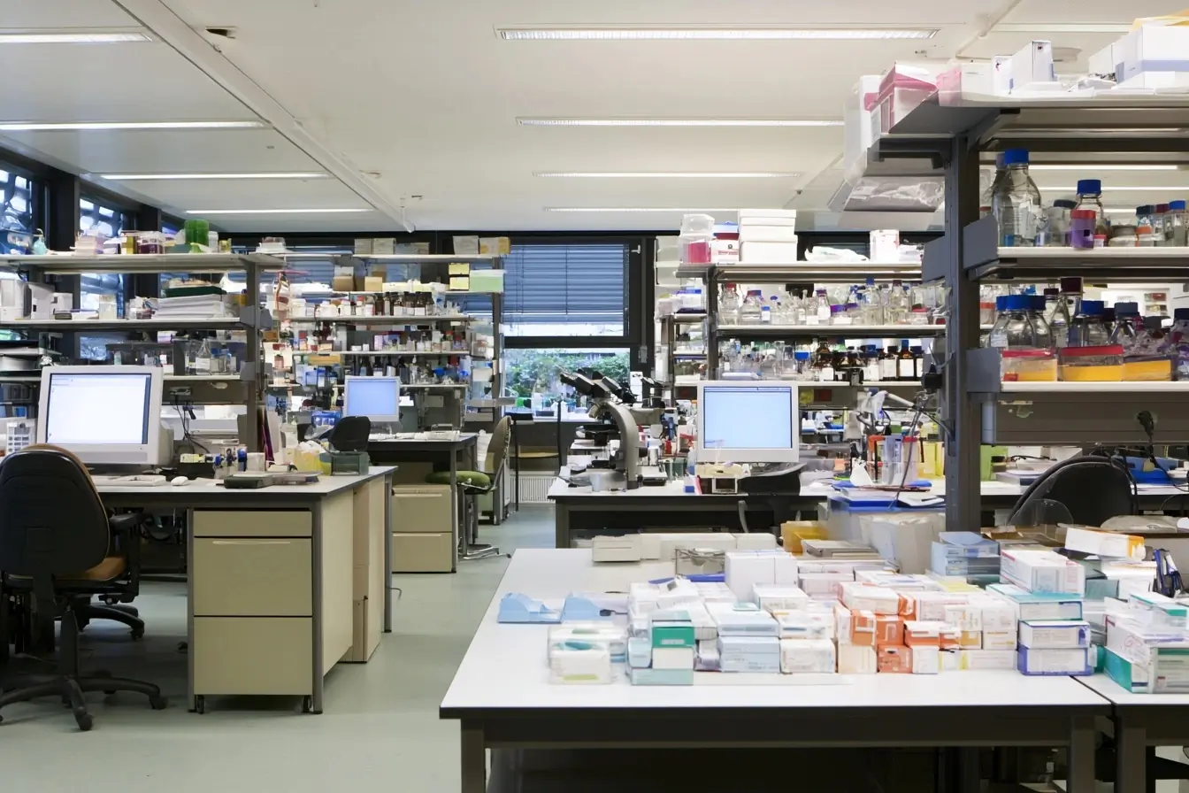 Vue large d’un laboratoire de biologie