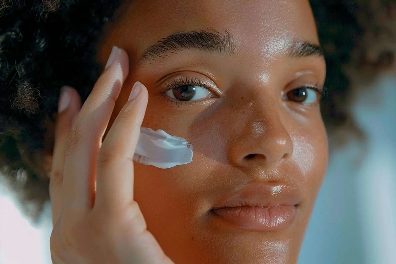 Application douce de crème hydratante visage