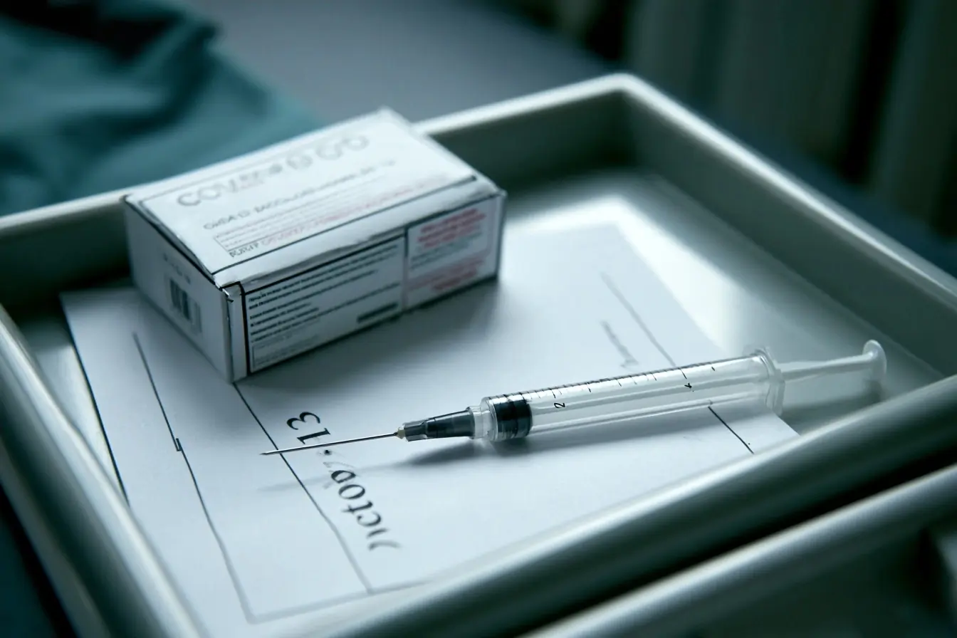 Boîte de vaccin et seringue en gros plan