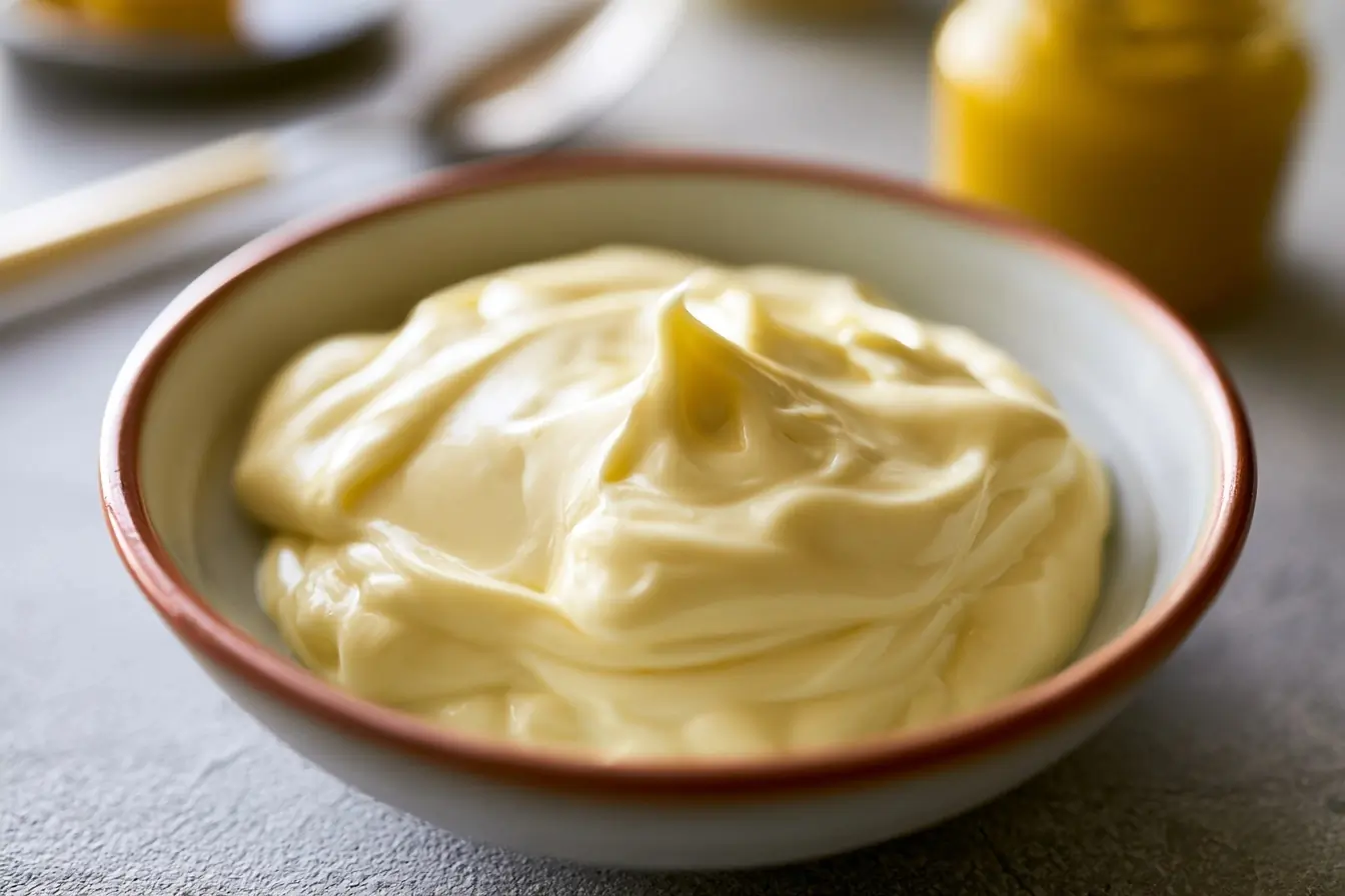 Bol de mayonnaise maison à table