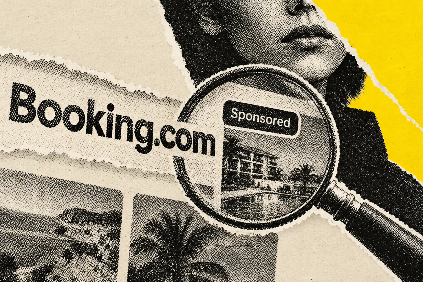 Loupe sur Booking et annonce sponsorisée