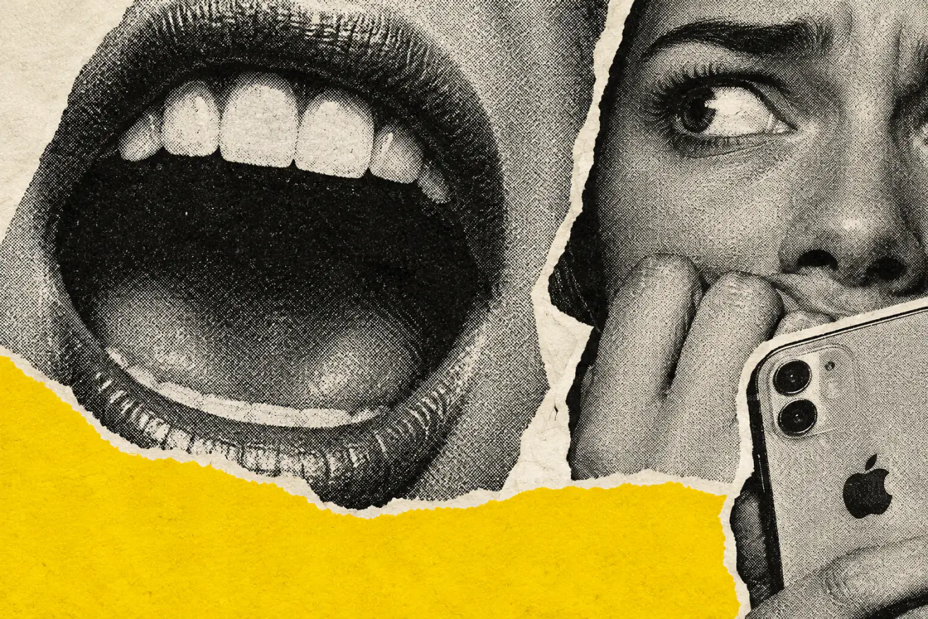 Bouche et visage anxieux se chevauchent