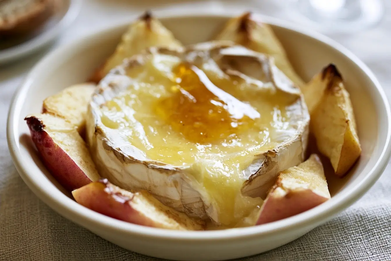 Camembert rôti au miel et pomme