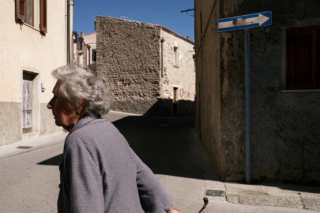 Femme âgée dans une rue de Bolotana