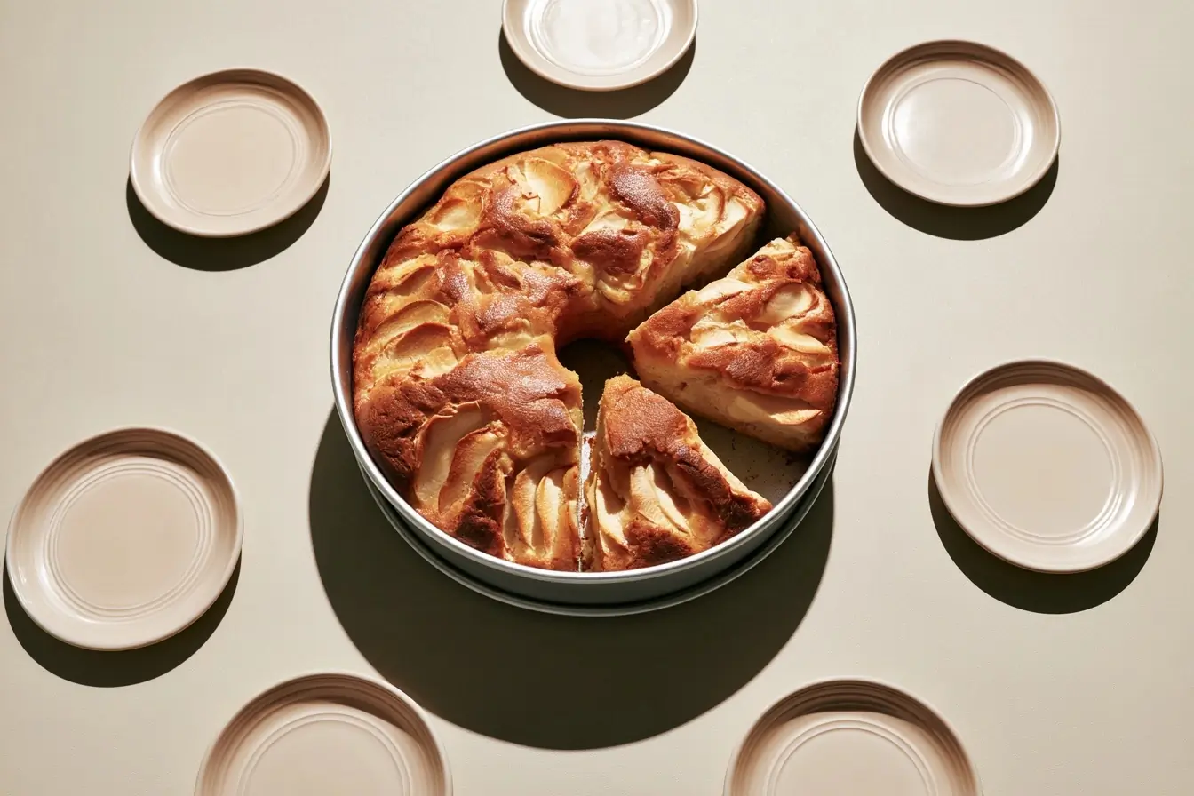 Gâteau aux pommes servi sur la table