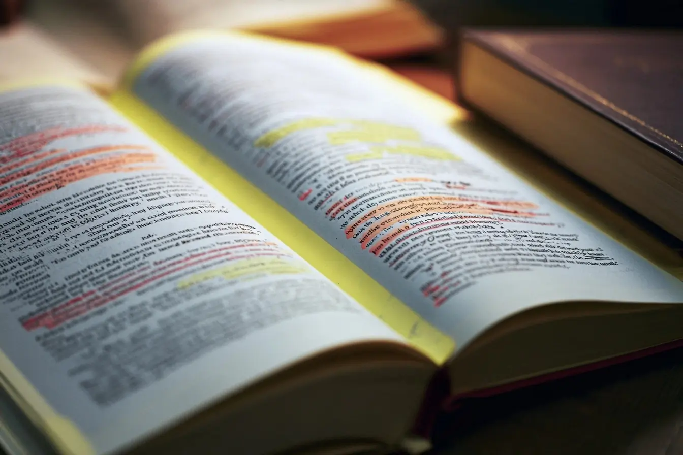 Pages annotées et passages surlignés