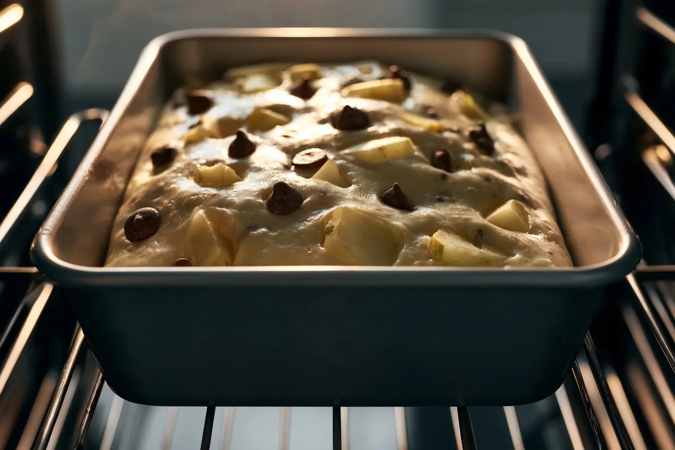 Moule à cake garni de poire et chocolat