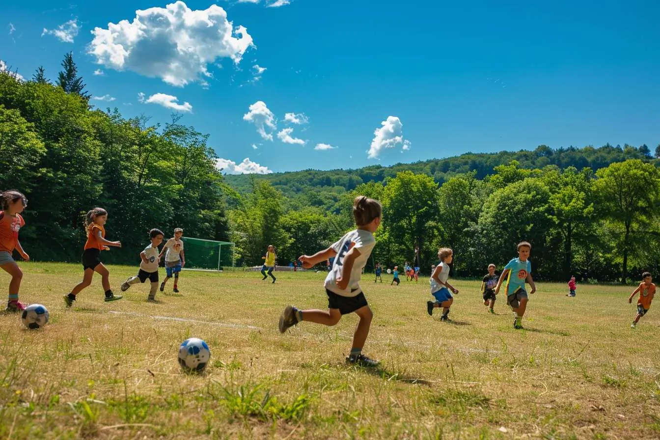 Des enfants jouent au foot grâce au Pass colo