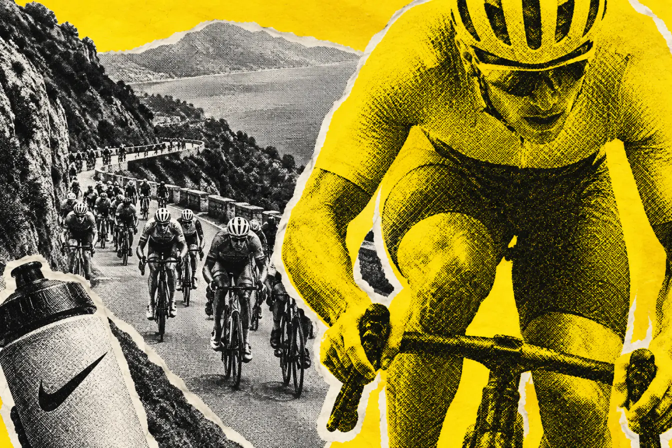 Silhouette de coureur isolée sur peloton