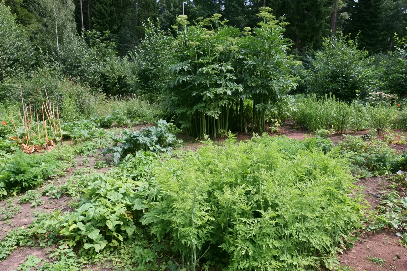 Angéliques hautes au jardin en lisière