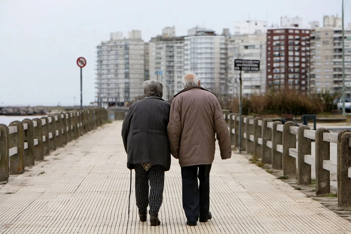 Couple de retraités sur le front de mer