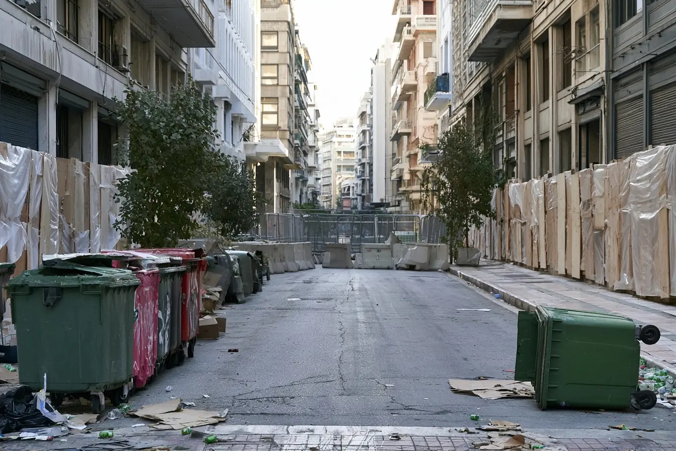 Rue vide après les heurts du 17 octobre