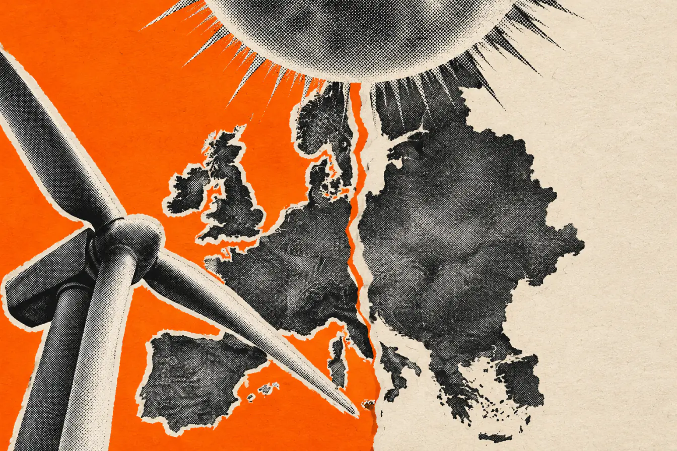 Soleil écrasant une carte de l’Europe